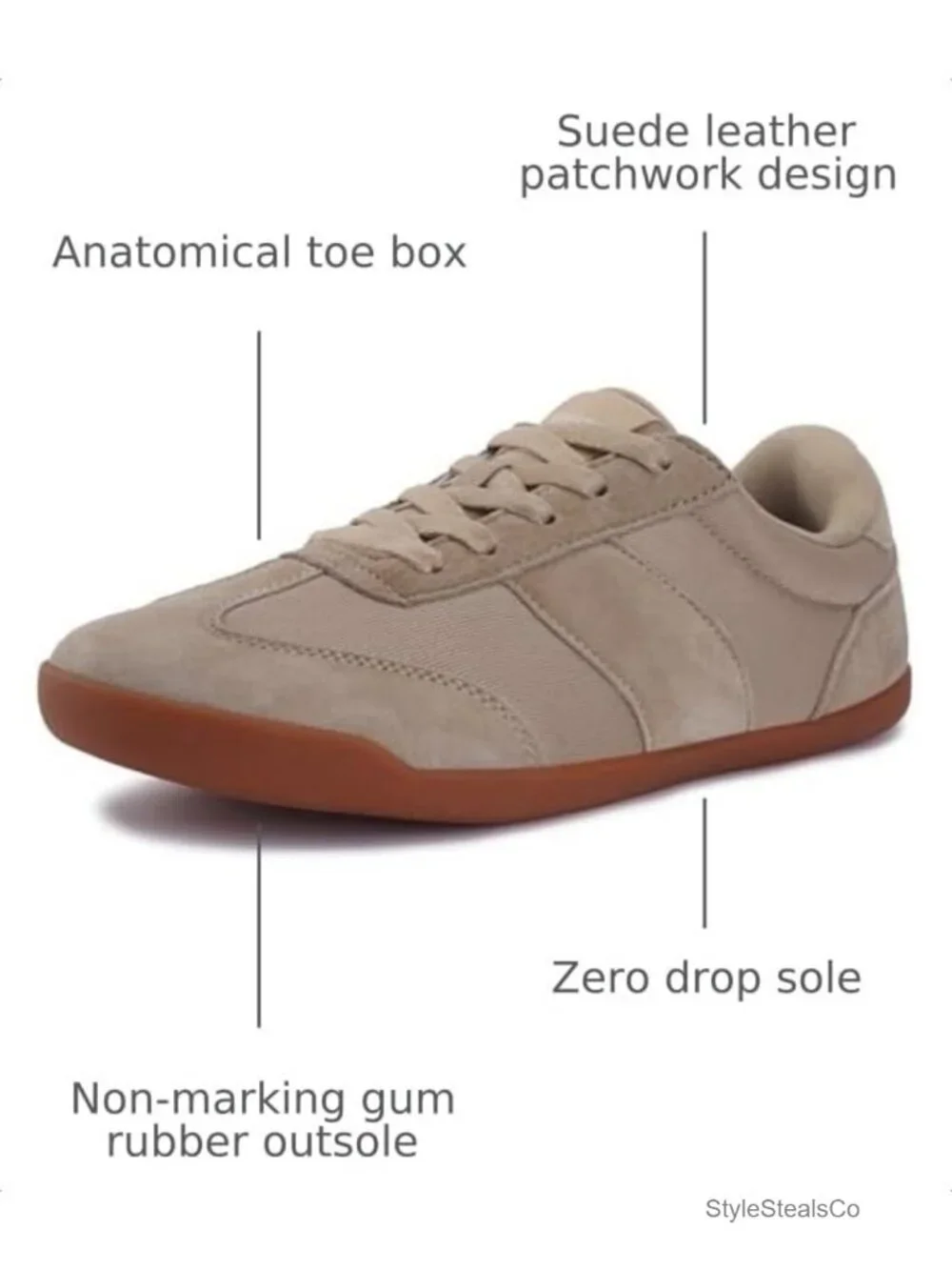 Wide Toe Box Barefoot Shoes Women Minimalist Zero Drop Sneakers Lace Up Suede